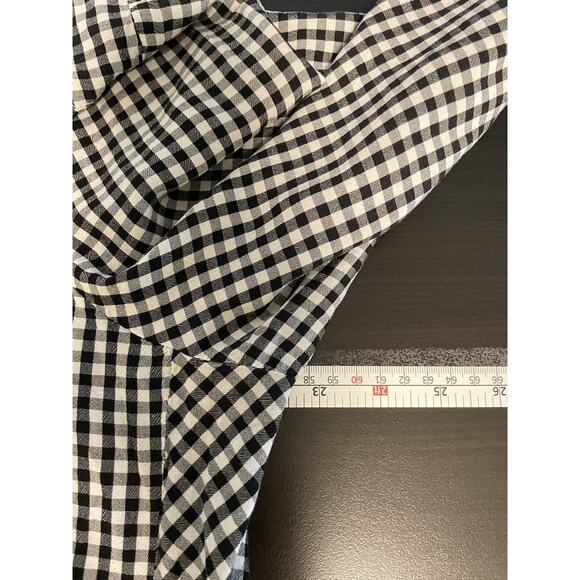 J. Jill Womens Top XL Black Rayon Gingham Long Sleeve Button Up Cottagecore FLAW - Picture 6 of 8